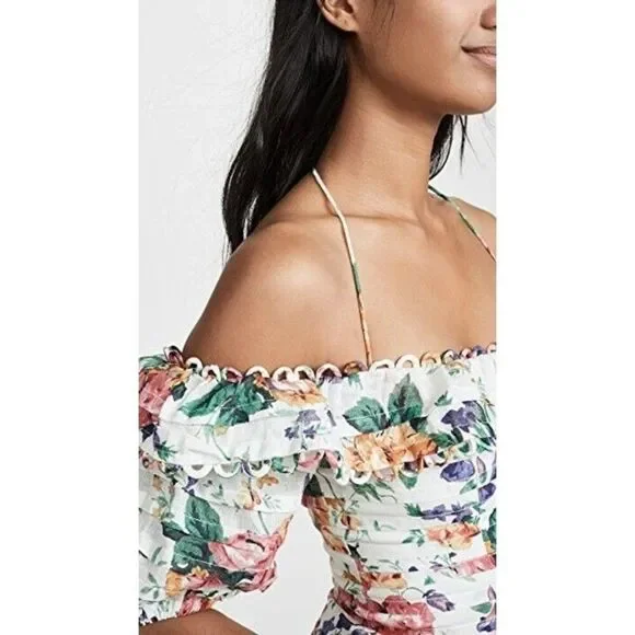 ZIMMERMANN Floral Print Mini Dress ZIM 0 / US 4 white - Picture 13 of 16